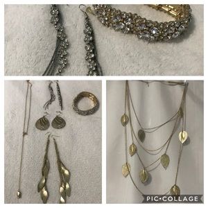 6 pc gold tone & sparkle jewelry